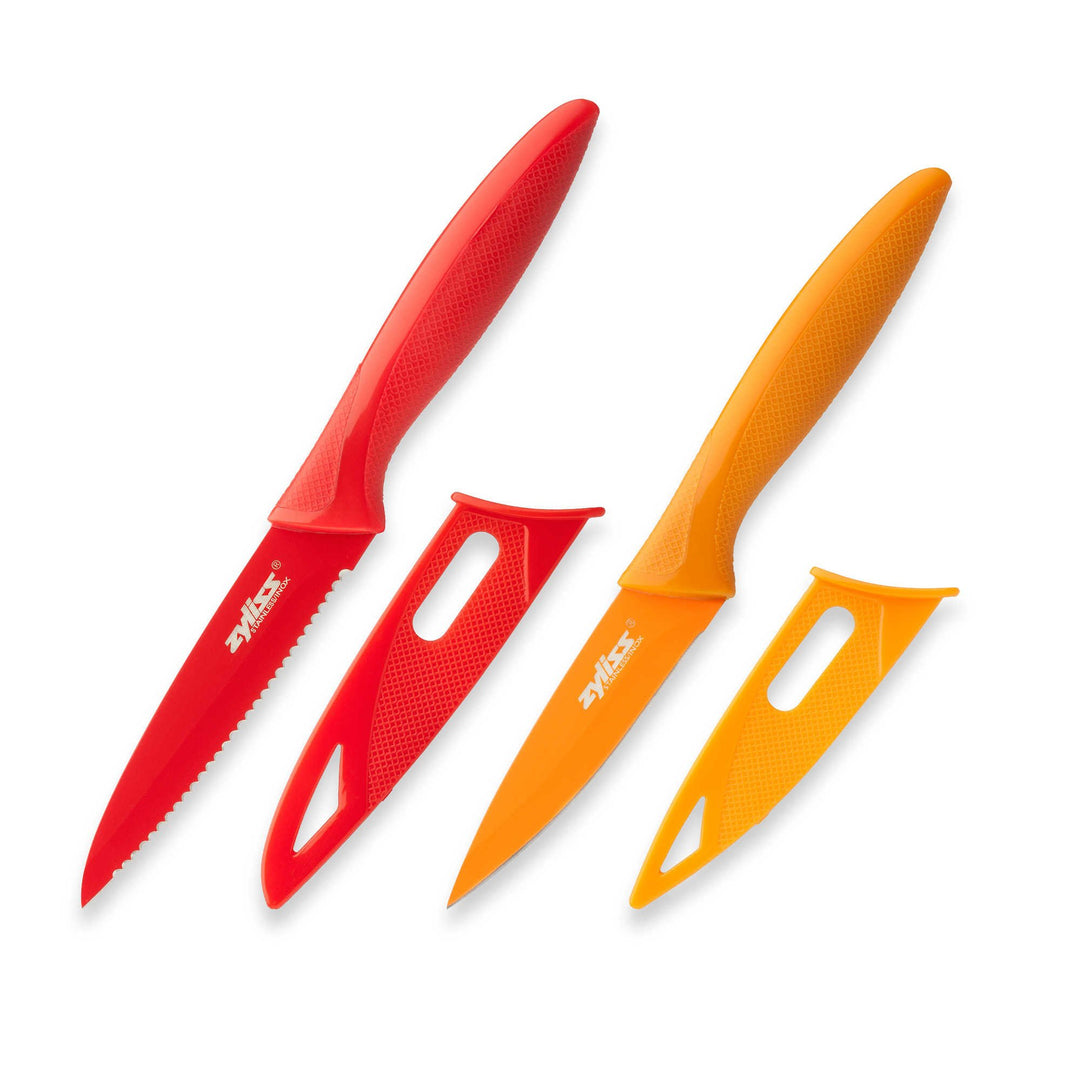 Zyliss 2-Piece Coated Knife Set - Red and Orange